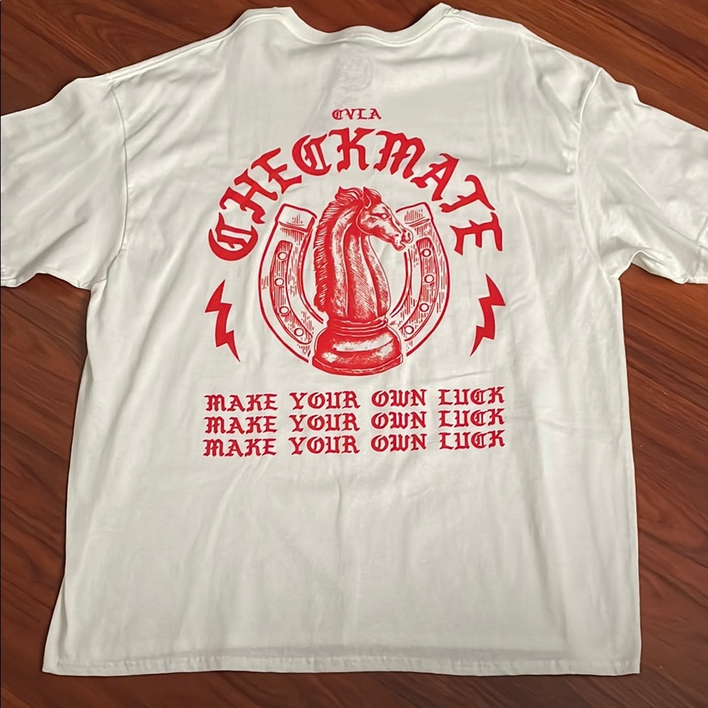New Men’s CVLA Checkmate White Graphic T-Shirt sz XXL